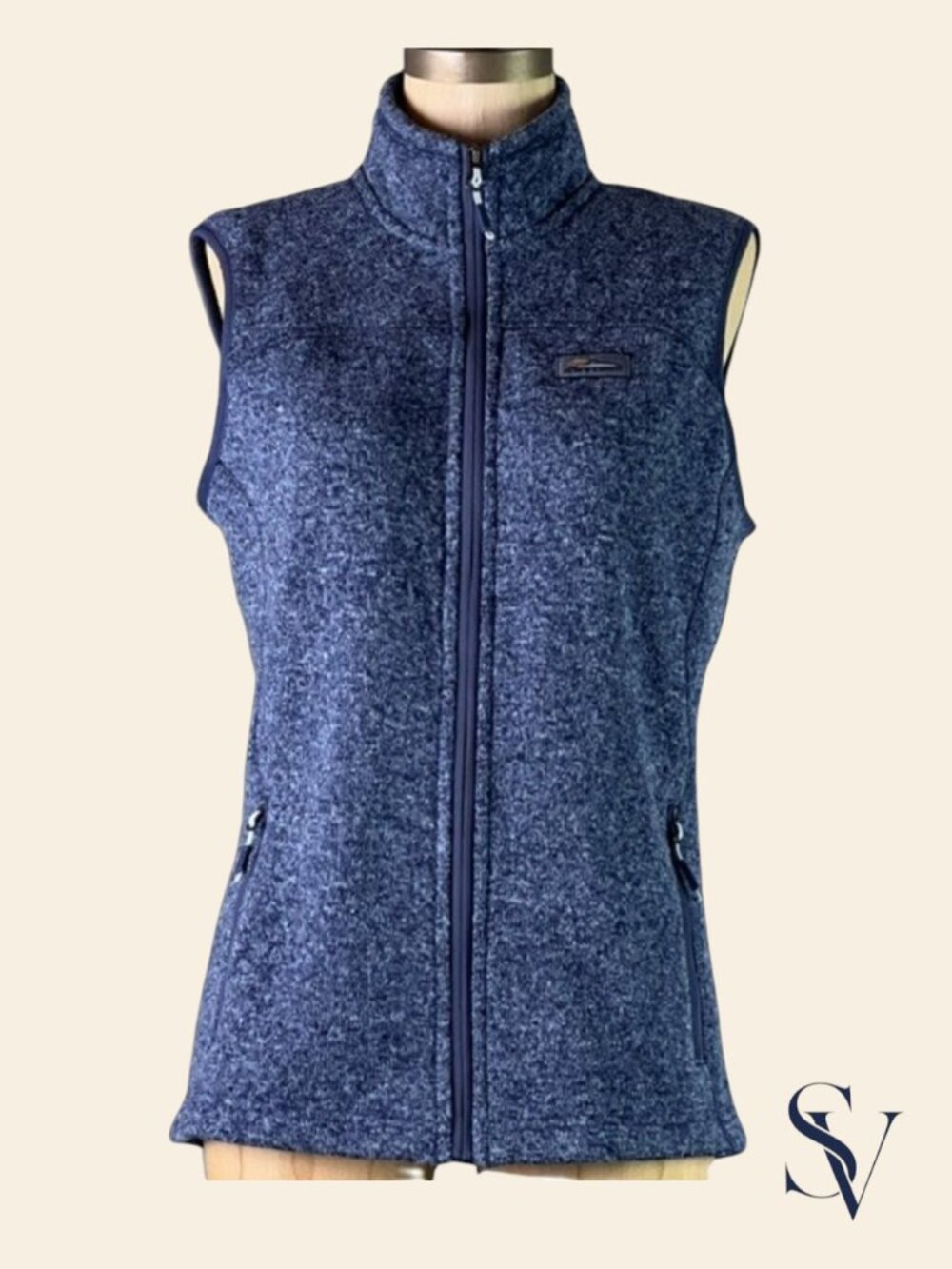 NWOT Orvis Blue Heather Sweater Fleece Full Zip Vest Size Small